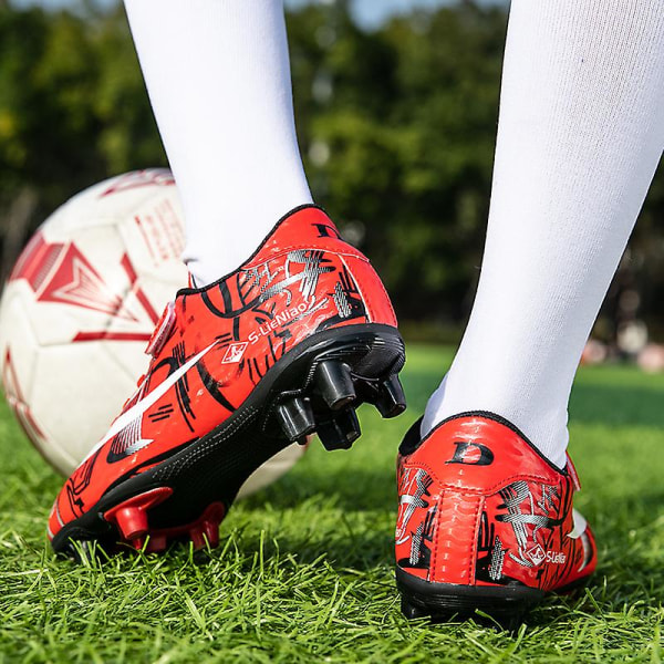 Fotbollsskor för barn Pojkar Flickor Fotbollsskor Grästräning Sport Skor Sneakers Yjx157A Red 37