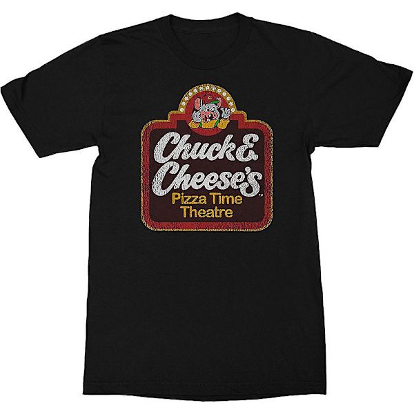 Svart logotyp Chuck E. Cheese's Pizza Time Theatre T-shirt XL