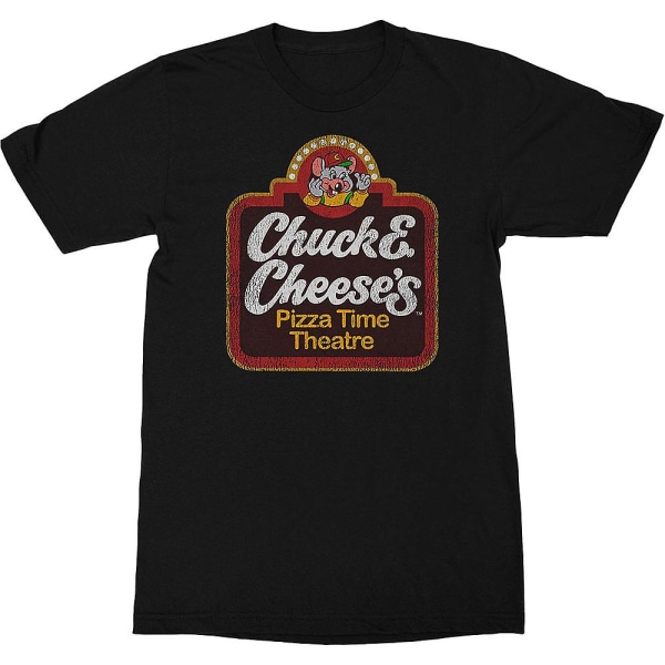 Svart logotyp Chuck E. Cheese's Pizza Time Theatre T-shirt XXXL