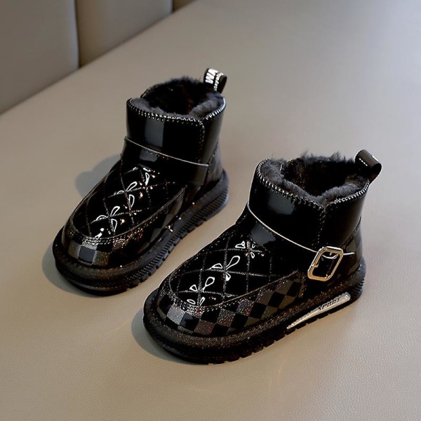 Barn Vinter Snö Boots Varma Ankel Boots Anti-Slip Pojkar Flickor Vinterskor 2Ja8 Black 29