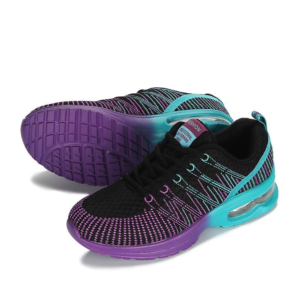 Färgglada promenadskor för kvinnor Sock Sneakers, Mesh Slip On Air Kudde Dam Flickor Modern Jazz Dans Lätt Skor Plattform Loafers 42