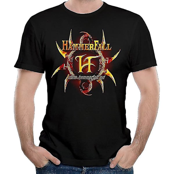 Män Hammerfall Logo Hearts On Fire bomullströja M