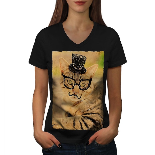 Hippie Kitty Söt Katt T-shirt för kvinnor 3XL