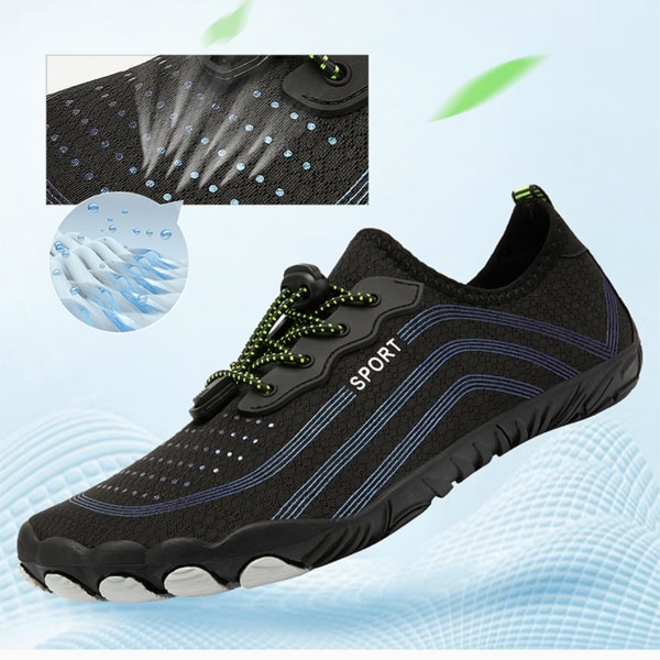 Män Aqua Skor Barfota Simskor Dam Sport Skor Vatten Sneakers 228 Black 46