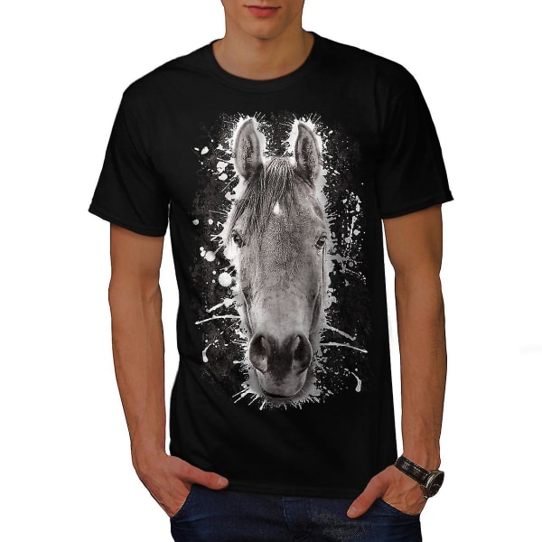 Horse Face Nature Men Blackt-shirt XXL