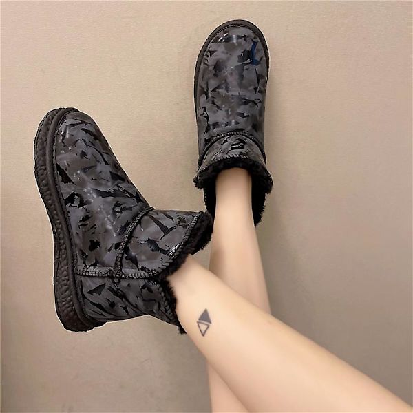 Dam Vinterstövlar Snow Boot Plysch Varma Skor Vattentät Boot X-01 Black 40