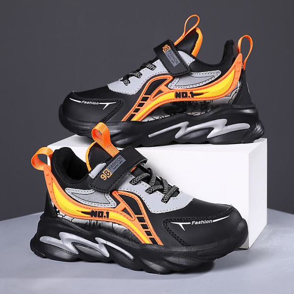 Sneakers för barn Halkfria ventilerande sportlöparskor Fr2023 BlackOrange 35