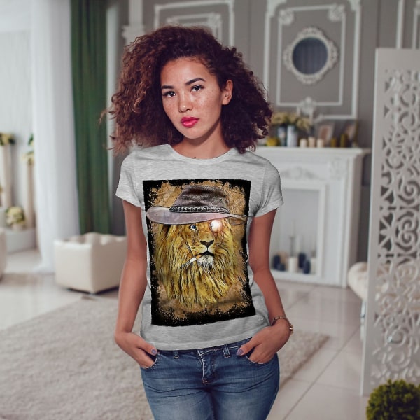 Rökande Lion Beast T-shirt för kvinnor XL