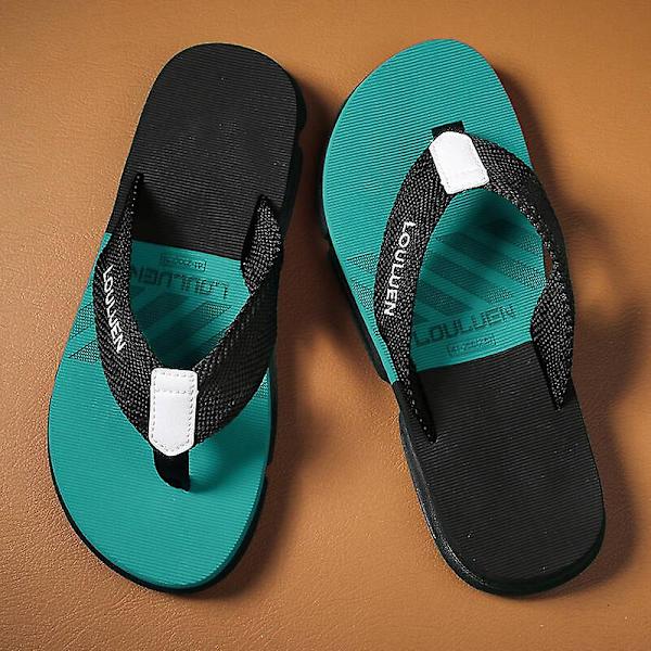 Herrtofflor Sommarmodeskor Halkfria strandsandaler l-226 BlackGreen 44