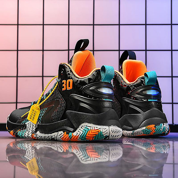Basketskor för män Mode Halkfria Sneakers Andas Sportskor Yj853 Black 41