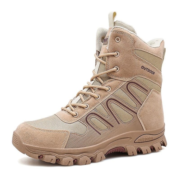 Military Boot Combat Herr Stövlar Tacticalhane Shoes Work Safety Shoes A07 Beige 46