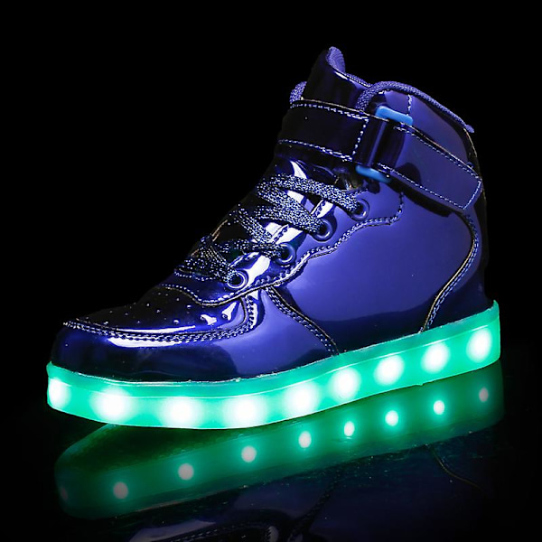 Barnskor Pojkar Led Light Up Skor Pojkar Flickor Sportlöparskor 1600 Blue 34