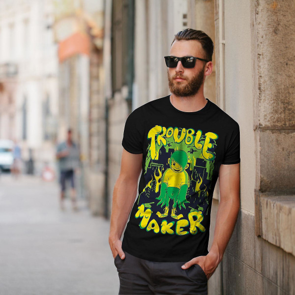 Trouble Maker Art Men Blackt-shirt XXL