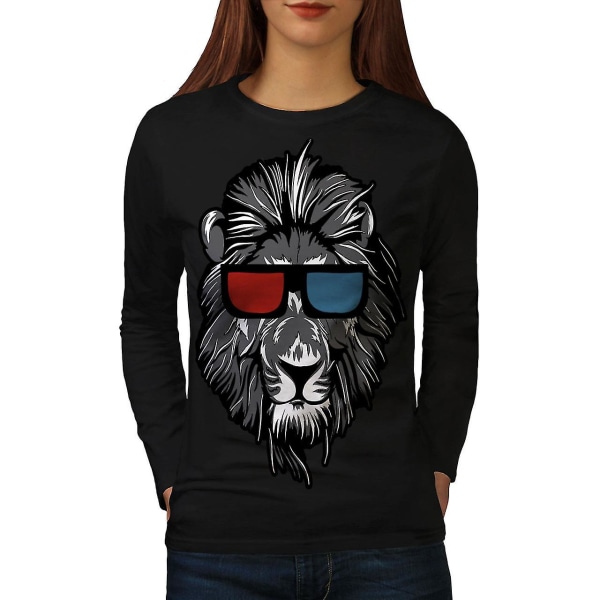 Lion Swag Cool djur kvinnor svart långärmad T-shirt L