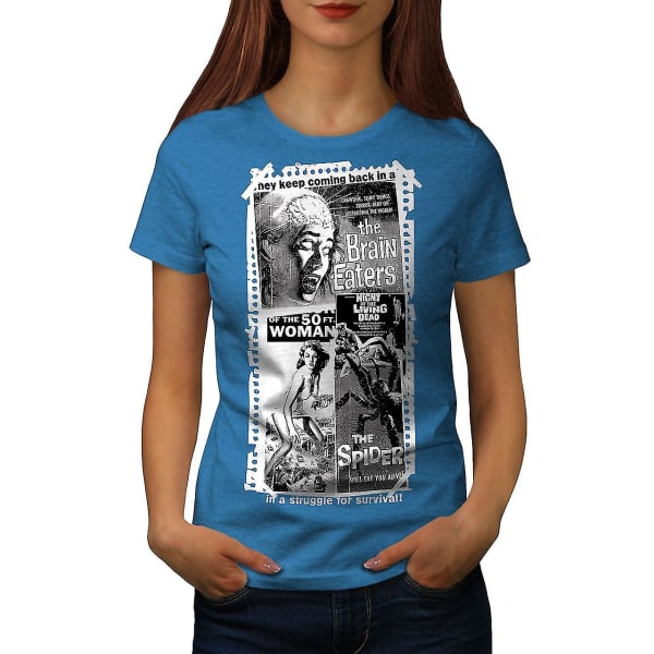 Vintage skräckfilm Kvinnor Royal Bluet-shirt L