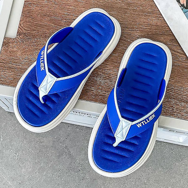 Herrflip-flops stringtrosor Sandaler Komforttofflor för stranden 3C8128 Blue 44