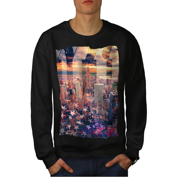 Landskapsfoto New York Män Blacksweatshirt | Wellcoda XL