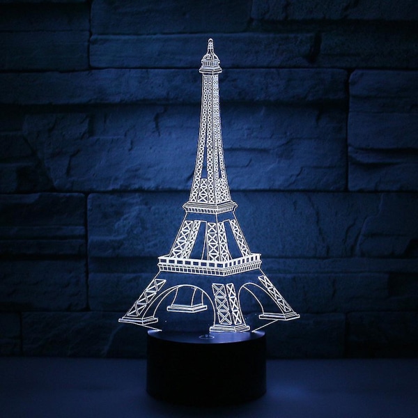 Paris Eiffeltornet 3d Led Nattlampa Barn Sovrum Bordslampa