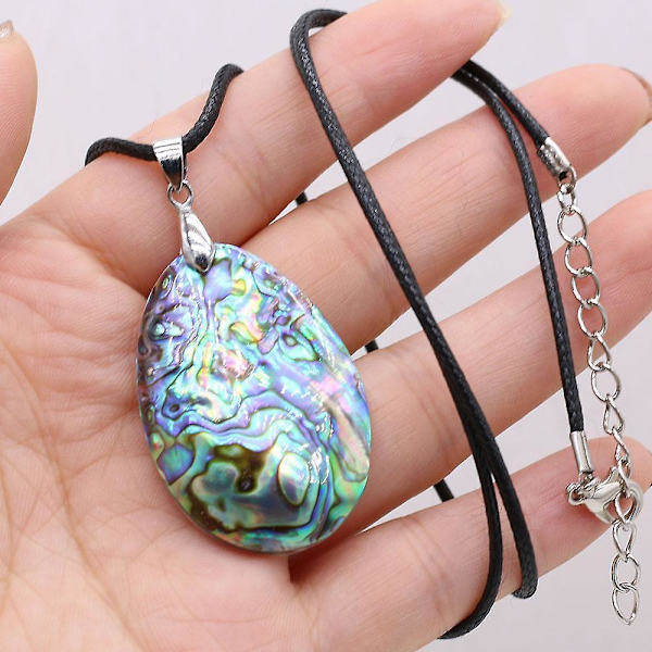 Naturligt Abalone Shell Hänge Halsband Modesmycken Drop Shape Trendiga Elegant Choker Halsband Gi