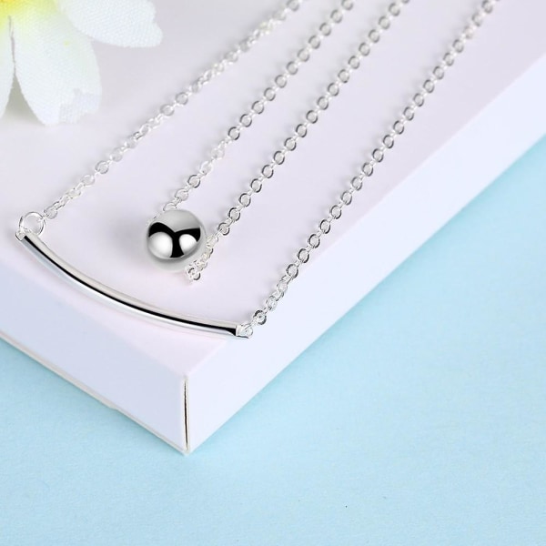 Sterling Silver Halsband Dubbel Kedja Dubbel Charm Boutique Halsband Mode Bal