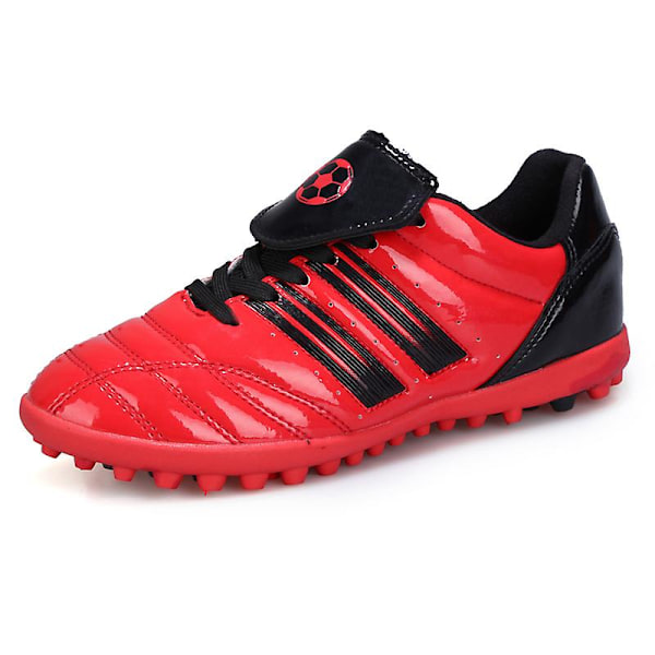 Pojkar Fotbollsskor Spikes Fotbollsskor för ungdomar Ankelstövlar Atletisk Sneaker 3C26005 RedBlack 34
