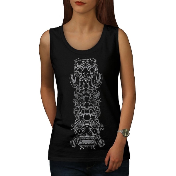 Spiritual Totem Fashion Dam Blacktank Top | Wellcoda M