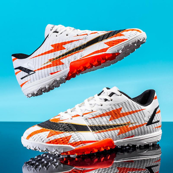 Fotbollsskor för män Halkfria fotbollsskor Klossar Gräs Fotbollssneakers X916A WhiteOrange 37