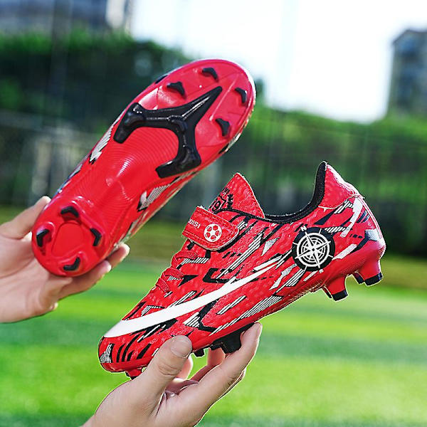 Barn Ungdom Gräs Fotbollsskor Skor Fotboll inomhus Fritidssport casual X1577A Red 36