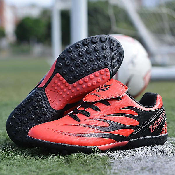 Fotbollsskor för barn Pojkar Fotbollsskor Grästräning Sport Skor Sneakers 3B788 Red 32