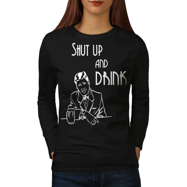 Drink Beer Party Svart långärmad T-shirt för kvinnor XXL