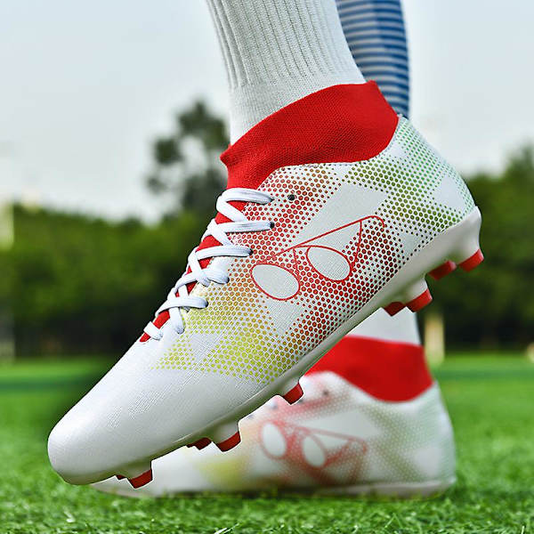 Fotbollsskor för män Spikes Fotbollsskor för ungdomar Stövlar Athletic Sneaker 3Dk05 WhiteRed 41