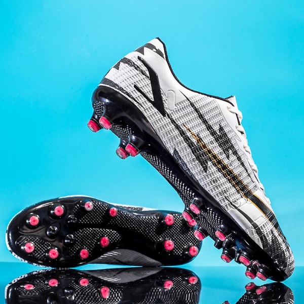 Fotbollsskor för män Halkfria fotbollsskor för herr Gräs Fotbollssneakers X916 WhiteGray 39