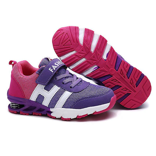 Barn Sneakers Pojkar Basketskor Halkfria Kid Sportskor 3B639 Purple 34
