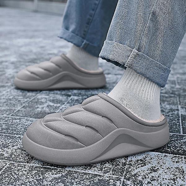 Herrtofflor för damer Varma vinterhusskor Inomhus utomhus hemmaskor 2L2883 Gray 41