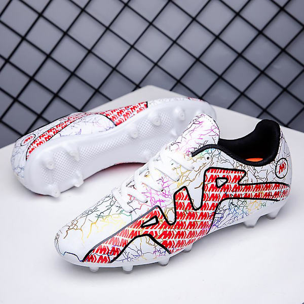 Fotbollsskor för män Halkfria fotbollsskor Klossar Gräs Fotbollssneakers Yj211 WhiteRed 38