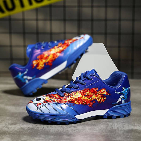 Fotbollsskor för barn Halkfria fotbollsskor Klossar Gräs Fotbollssneakers Yj681 Blue 34