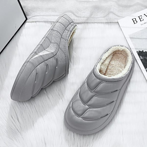 Herrtofflor för damer Varma vinterhusskor Inomhus utomhus hemmaskor 2L2883 Gray 41