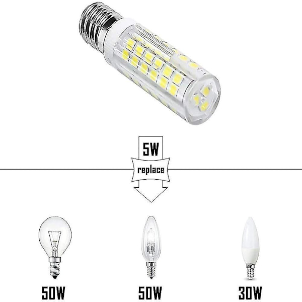 Ledlampa E14, kallvit 6000k, AC 220-230v, liten Edison-skruv, ej dimbar, vit [klass A energi