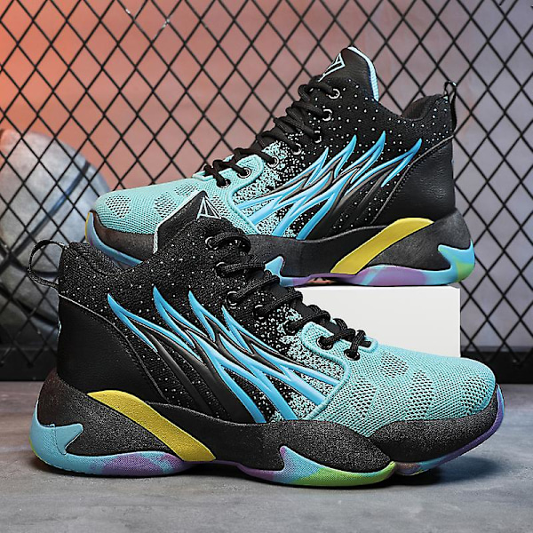 Basketskor för män Mode Halkfria sneakers Andas sportskor W27 BlackBlue 41