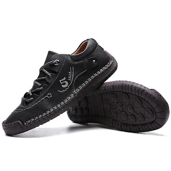Herrskor Mode Läderskor Handsydda Casual Shoes 9931 Black 44