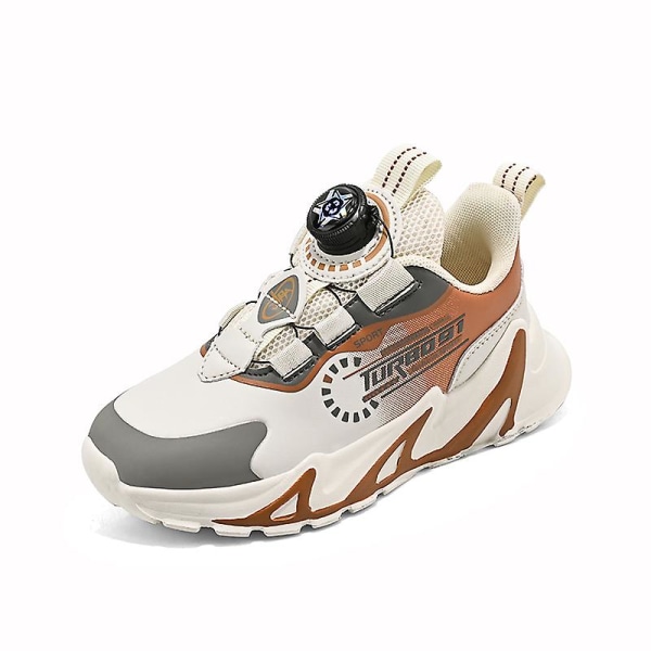 Barn Sneakers Löparskor med vridknapp Mode Pojkar Flickor Sportskor 2Lj701 Beige 39