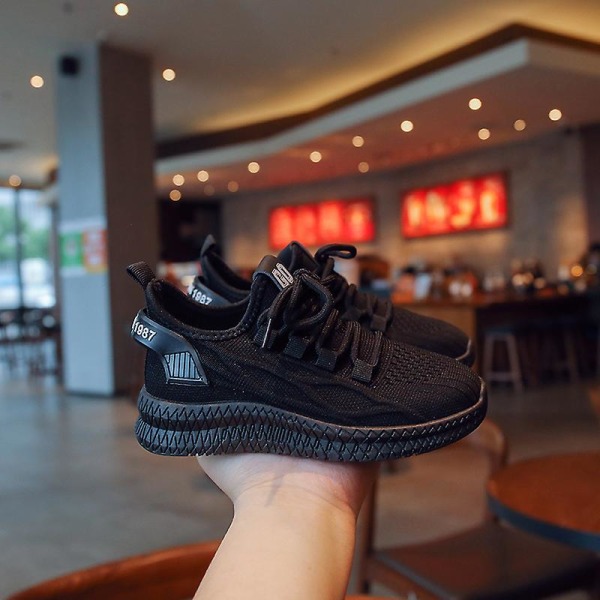 Sneakers som andas löparskor Mode Pojkar Flickor Sportskor 3A1363 Black 32