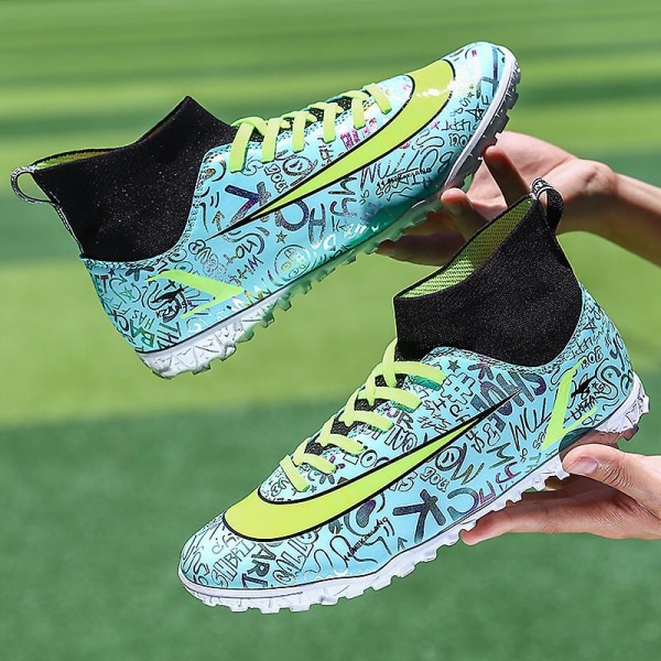 Fotbollsskor för män Halkfria fotbollsskor Klossar Gräs Fotbollssneakers Yjk66 Green 39