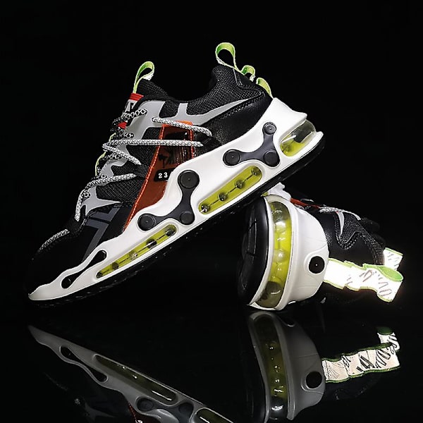 Herrsneakers Andningsluftkudde Sportlöparskor 1658 BlackGreen 43
