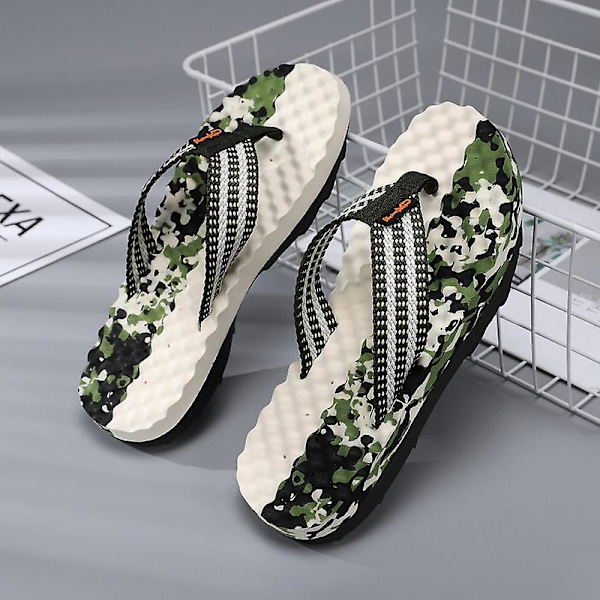 Flip-flops herrtrosor Sandaler Komforttofflor för stranden 3Cx1667 Green 38