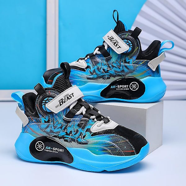 Barn Sneakers Andas löparskor Pojkar Flickor Mode Sportskor K1199 BlackBlue 40