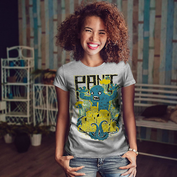 Panic Monster City Dam Grå-skjorta 3XL