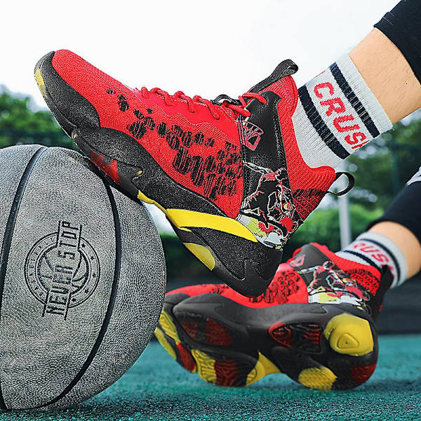 Basketskor för män Mode Halkfria sneakers Andas sportskor W23 Red 40