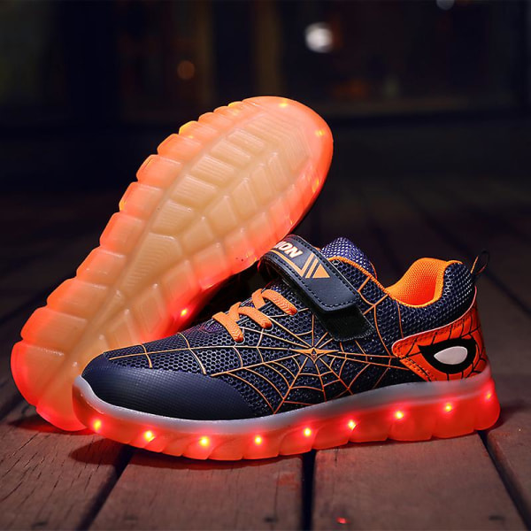 Barnsneakers Led Flash Skor Mode löparskor 807 DarkBlue 29