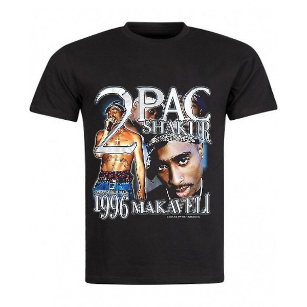 Vintage Tee Svart T-shirt Retro 90-tal Tupac Shakur XXL